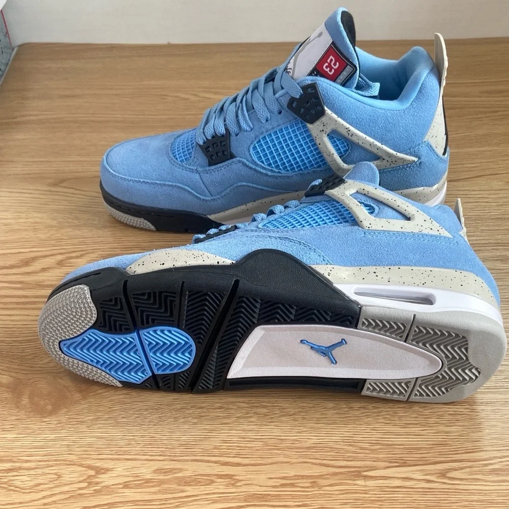 Brand New Retro 4 ‘University Blue’ -Men's Suede Basketball Sneakers Trainers - Picture 4 of 5
